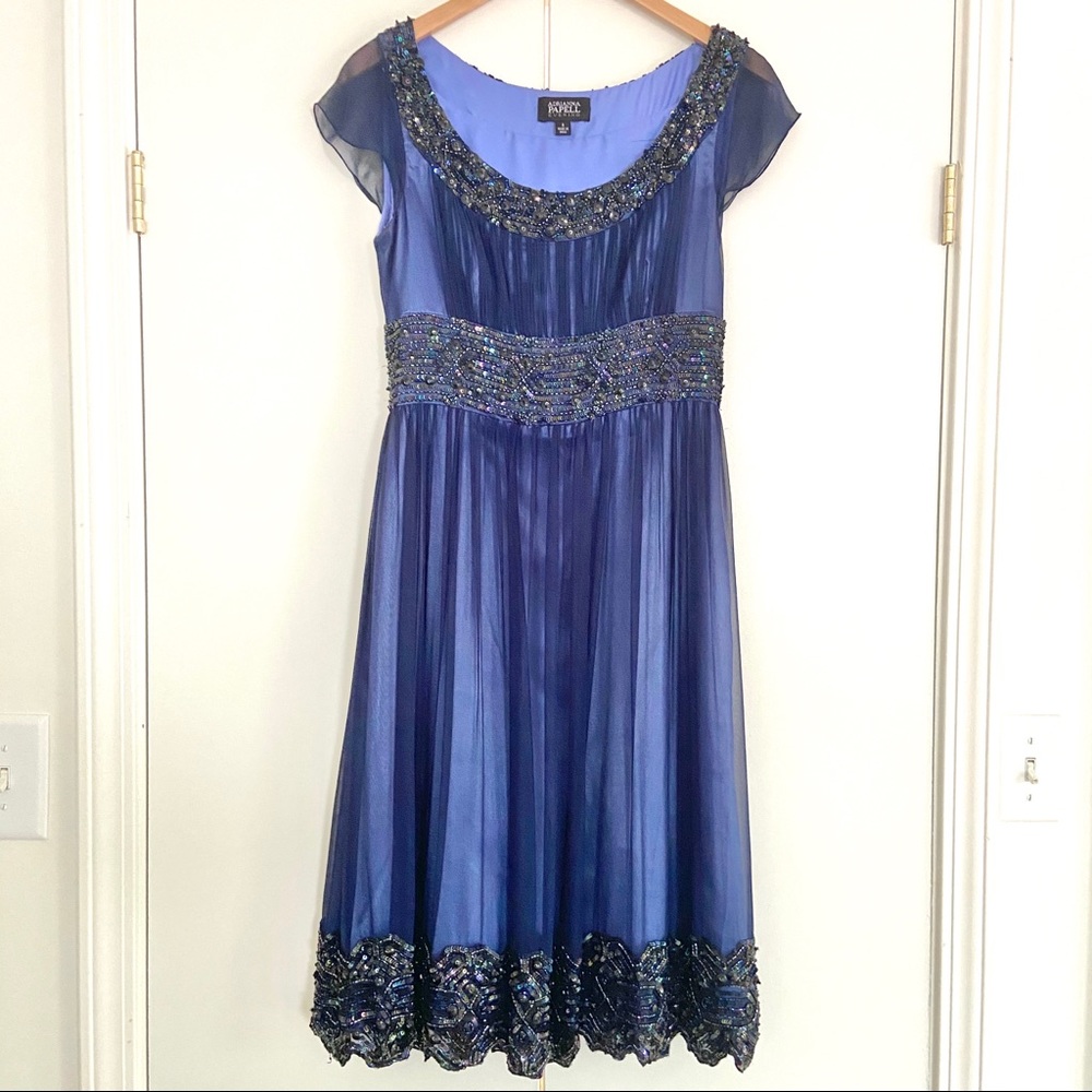 Adrianna Papell Evening Beaded Mid-Length Dress